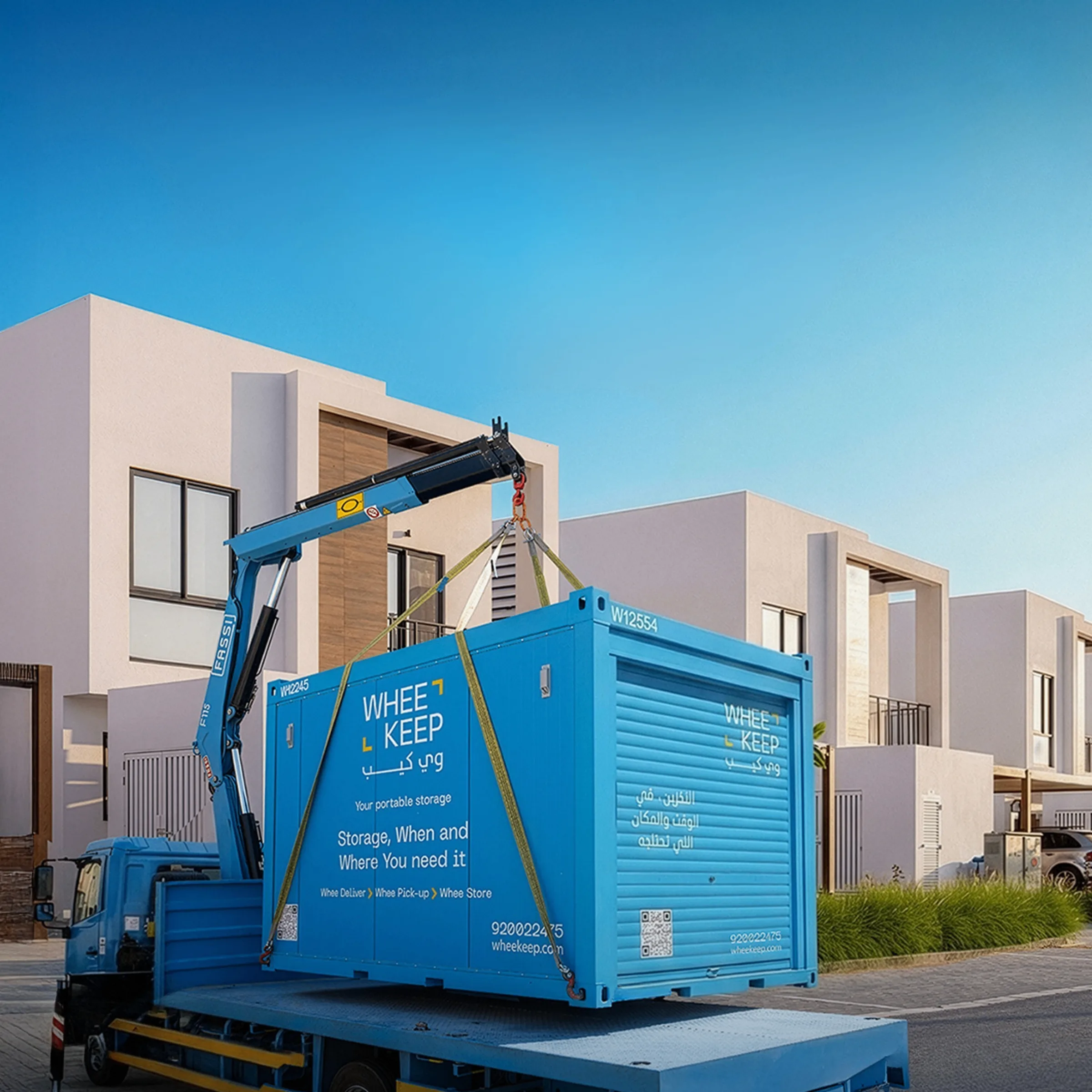 WheeKeep truck delivering storage unit
